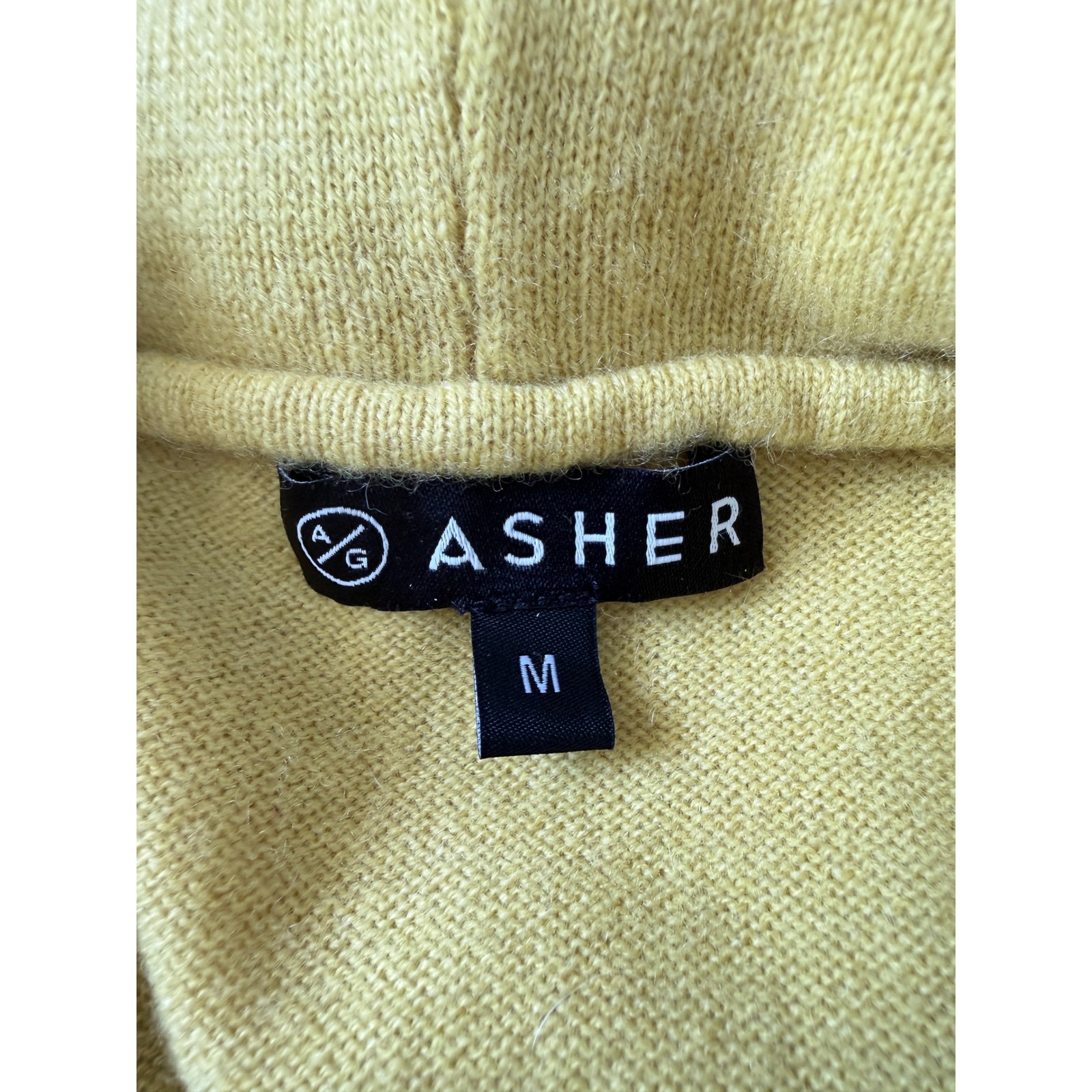 Nwot Asher Golf Mens Sero Cashmere Wool Blend Hoodie Yellow Citron Size M — image 4 of 8